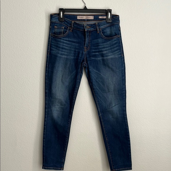 Guess Blue Power Curvy Mid Rise Jeans with Natural Fading. - Picture 1 of 11